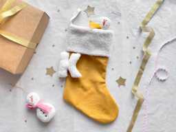 Mustard Velvet Christmas Stocking With A Boucle Cuff - Personalised Holiday Decor, Yellow Xmas Sock