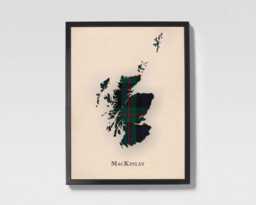 Clan Mackinlay Scottish Tartan Map - Of Scotland Family Wall Decor, Ready To Hang - thumbnail 1