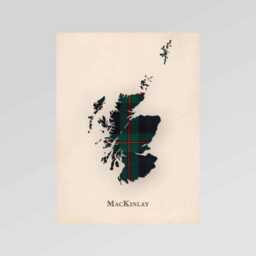 Clan Mackinlay Scottish Tartan Map - Of Scotland Family Wall Decor, Ready To Hang - thumbnail 2