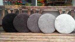 Handfelted Seat Cushion, Uni Coloured, Gray - thumbnail 1