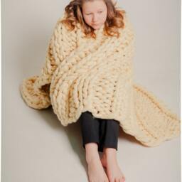 Hand Knitted Merino Wool Chunky Blanket Double-Sided Throw - thumbnail 2