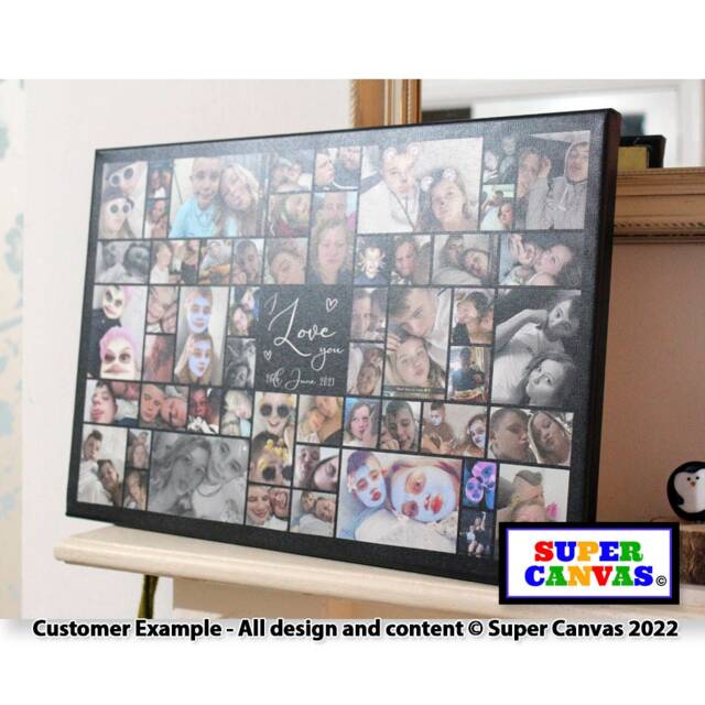 Valentines Day I Love You Couple Portrait 50 Picture Photo Collage Board Framed Canvas Print Husband Wife Boyfriend Girlfriend Gift - image 1