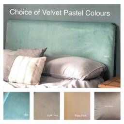 Headboard Cover - Velvet Pastel Colours. Custom Made To Fit Existing Headboard, See Description For Full Details - thumbnail 2