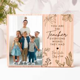 Personalized Teacher Photo Frame Engraved Natural Pine Wood - thumbnail 1