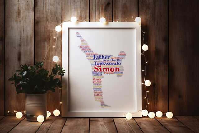 Personalized Karate Word Art Print - Custom Martial Arts Gift, Taekwondo Silhouette, Jujitsu, Judo - image 1