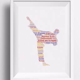 Personalized Karate Word Art Print - Custom Martial Arts Gift, Taekwondo Silhouette, Jujitsu, Judo - thumbnail 2