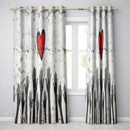 Red Heart Above Raised Hands Community Street Art Distinctive Wall Home Decor Readymade Eyelet Ring Top Thermal 100% Blackout Curtains - thumbnail 1