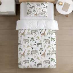 Bedding - Safari Watercolour Animals, Duvet Cover Set, Fitted Sheets, Pillow Case, Modern Colourful Kids Bedding - thumbnail 2