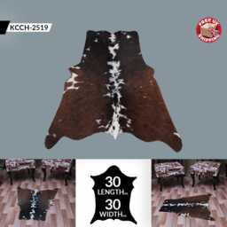 Authentic Large Brown & White Cowhide Rug - Statement Piece For Sophisticated Decor - 50x54 Inches - thumbnail 2