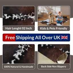 Authentic Large Brown & White Cowhide Rug - Statement Piece For Sophisticated Decor - 50x54 Inches - thumbnail 3