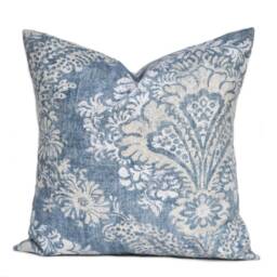 Two Floral Pillow Covers, Home Decor, Decorative Pillow, Throw Medallion Blue Grey Tan Pillow, Fall - thumbnail 2