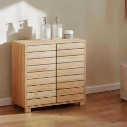 Bathroom Storage Cabinet, Oak Style Floor Cupboard With Adjustable Shelf - thumbnail 3