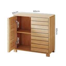 Bathroom Storage Cabinet, Oak Style Floor Cupboard With Adjustable Shelf - thumbnail 4