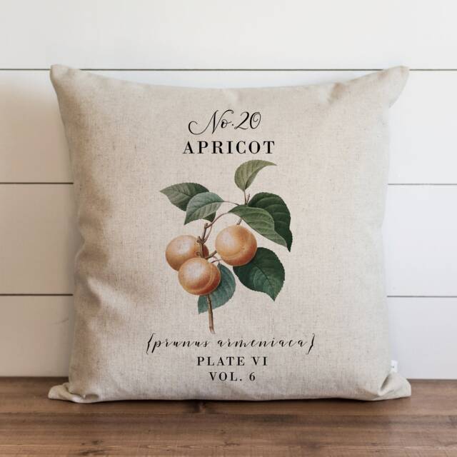 Botanical Apricot 20 X Pillow Cover // Floral Fruit Spring Throw Gift Accent - image 1