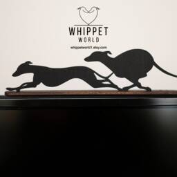 Black Acrylic Running Sighthound Ornament Whippet Greyhound Tv Topper - thumbnail 2
