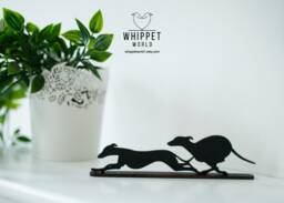 Black Acrylic Running Sighthound Ornament Whippet Greyhound Tv Topper - thumbnail 1