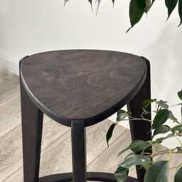 Black Birch Plywood Bar Stool, Three Leg Design, 24/26 Inch Height - thumbnail 2