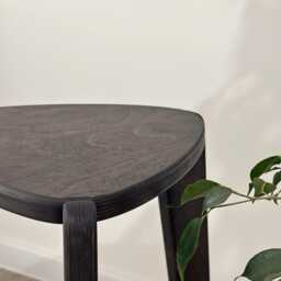 Black Birch Plywood Bar Stool, Three Leg Design, 24/26 Inch Height - thumbnail 3