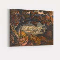 Autumn Oak Tree Overlooking Rolling Countryside Painting Canvas Wall Art Print Decor Picture Ready To Hang - thumbnail 4
