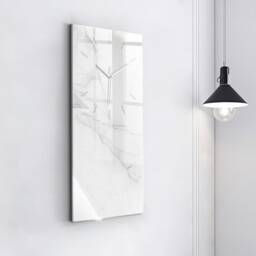 Decorative Marble Personalized Clock, White Wall Abstraction Tempered Glass Printed Clock - thumbnail 3