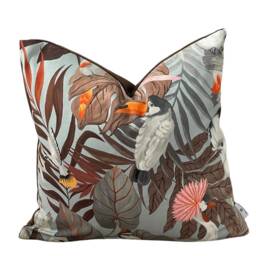 Royal Cockatoos Cushion Cover Costa Rica Paradise White Parrots & Tropical Plants Home Decor - thumbnail 2