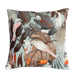 Royal Cockatoos Cushion Cover Costa Rica Paradise White Parrots & Tropical Plants Home Decor - thumbnail 1