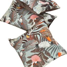 Royal Cockatoos Cushion Cover Costa Rica Paradise White Parrots & Tropical Plants Home Decor - thumbnail 3