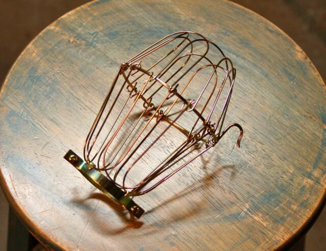 Brass Wire Bulb Cage, Clamp On Lamp Guard, For Vintage Trouble Lights - Top Quality Supplies Your Handmade Lighting, Lamps, Pendants Etc - image 1