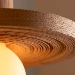 Japandi Lighting Pendant For Kitchen Island Or Dining Table - Veneer Hanging Lamp Best Spring Home Decor Office Light Fixtures Jupiter - thumbnail 3