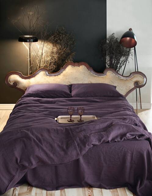 Handmade Aubergine Linen Duvet Cover - European Flax, Stonewashed - image 1