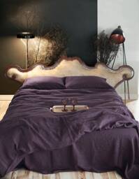Handmade Aubergine Linen Duvet Cover - European Flax, Stonewashed - thumbnail 1