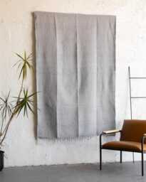 Light Grey Soft Handmade Mexican Blanket Throw Beach Camping Yoga Serape Saltillo Southwest Decor - thumbnail 1