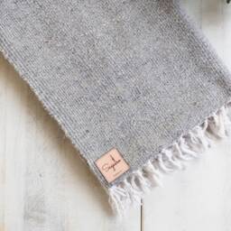 Light Grey Soft Handmade Mexican Blanket Throw Beach Camping Yoga Serape Saltillo Southwest Decor - thumbnail 3