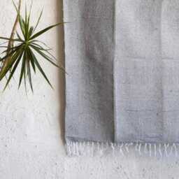 Light Grey Soft Handmade Mexican Blanket Throw Beach Camping Yoga Serape Saltillo Southwest Decor - thumbnail 2