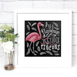 "Flamingo Chalkboard Art Print, " - thumbnail 2