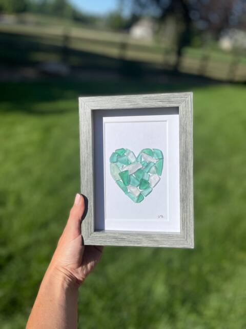 Sea Glass Love Heart Art, 6x8 - image 1