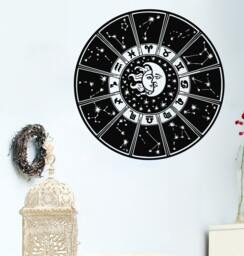 Wall Decals Sun & Moon Zodiac Signs Crescent Dual Stars Night Symbol Sunshine Decal Vinyl Sticker Home Decor Bedroom Art Mural Ms612 - thumbnail 1