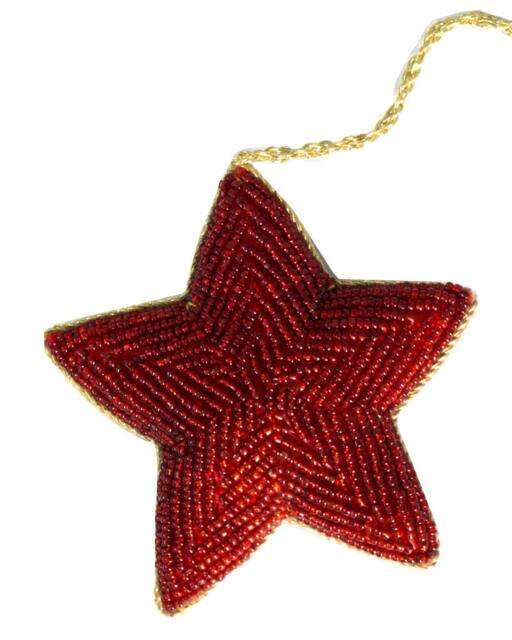 Handmade Red Glittery Star Ornament, Traditional Christmas Decoration - image 1