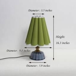 Handmade Ivy Green Fabric Table Lamp With Ceramic Base-113# - thumbnail 2