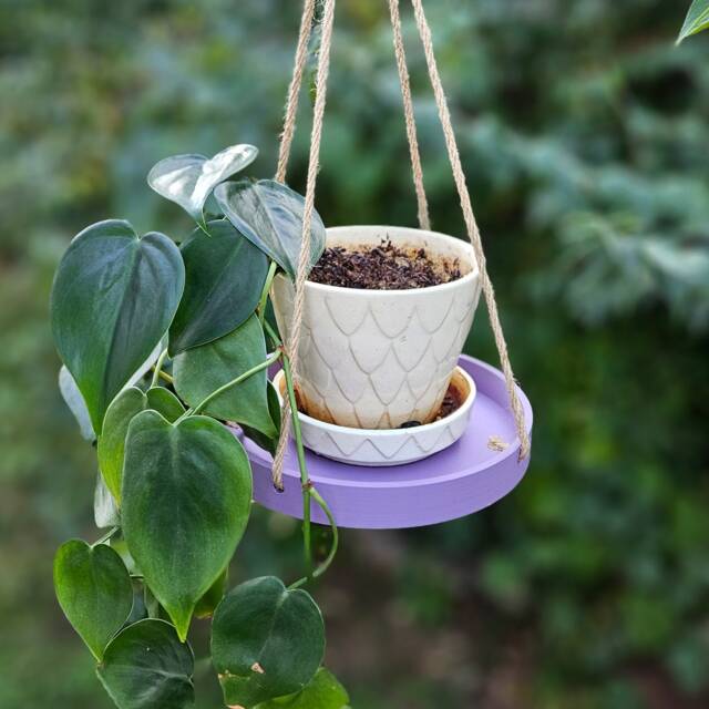 Hanging Planter Tray Modern Indoor Plant Decor, Hemp Rope - image 1