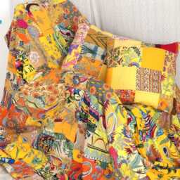Duvet Cover To Your Measurements With Zipper On 3 Sides For A Very Easy & Effortless Removal. Yellow Cotton Patchwork - thumbnail 4