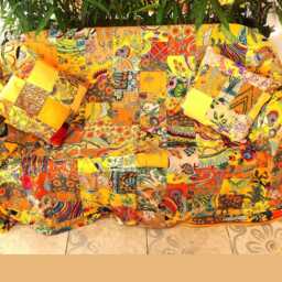 Duvet Cover To Your Measurements With Zipper On 3 Sides For A Very Easy & Effortless Removal. Yellow Cotton Patchwork - thumbnail 3
