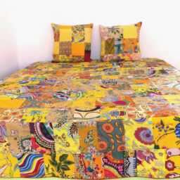 Duvet Cover To Your Measurements With Zipper On 3 Sides For A Very Easy & Effortless Removal. Yellow Cotton Patchwork - thumbnail 2