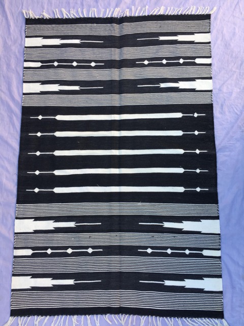 3x5 Black & White Cotton Rug Dhurrie - Stripes - image 1