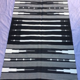 3x5 Black & White Cotton Rug Dhurrie - Stripes - thumbnail 2