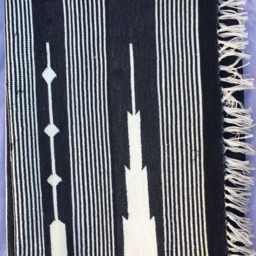 3x5 Black & White Cotton Rug Dhurrie - Stripes - thumbnail 4