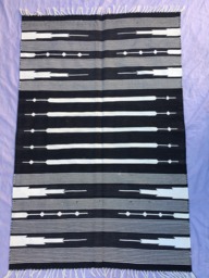 3x5 Black & White Cotton Rug Dhurrie - Stripes - thumbnail 1