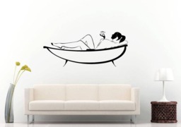 Bathroom Bath Relax Tub Girl Woman Beauty Rest Room Wall Sticker Decal Vinyl Mural Decor Art L2403 - thumbnail 1