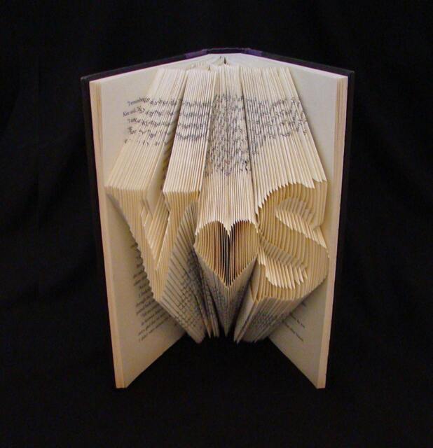 V Heart S 2 Letters With Symbol Wedding Anniversary Gift Folded-Book Art Sculpture - image 1