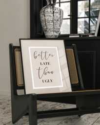 Better Late Than Ugly Poster, Girly Wall Art, Dressing Room Decor, Makeup Fun Quote Print, Trendy Home Woman Bathroom Decor - thumbnail 1